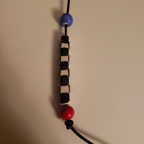 Artisan Ceramic Heart Beaded Necklace - Picture 3 of 10